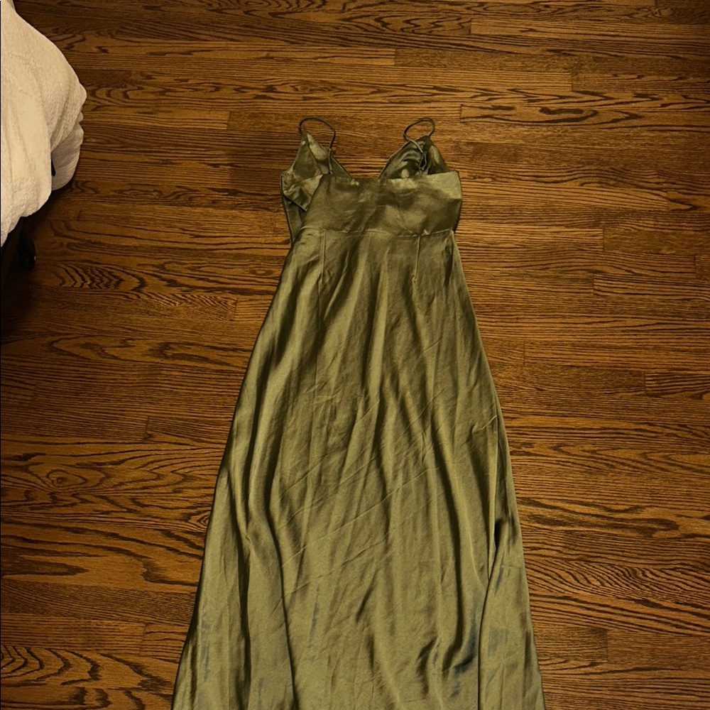 Showpo Olive Satin Maxi Dress - Picture 4 of 5